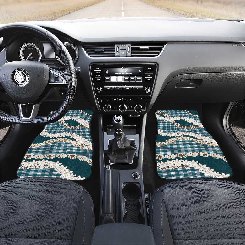 Dark Cyan Hawaii Tiare and Shell Lei Car Mats Hawaiian Palaka Luxury Vibes - Polynesian Pride