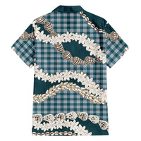 Dark Cyan Hawaii Tiare and Shell Lei Family Matching Summer Maxi Dress and Hawaiian Shirt Hawaiian Palaka Luxury Vibes LT14 - Polynesian Pride