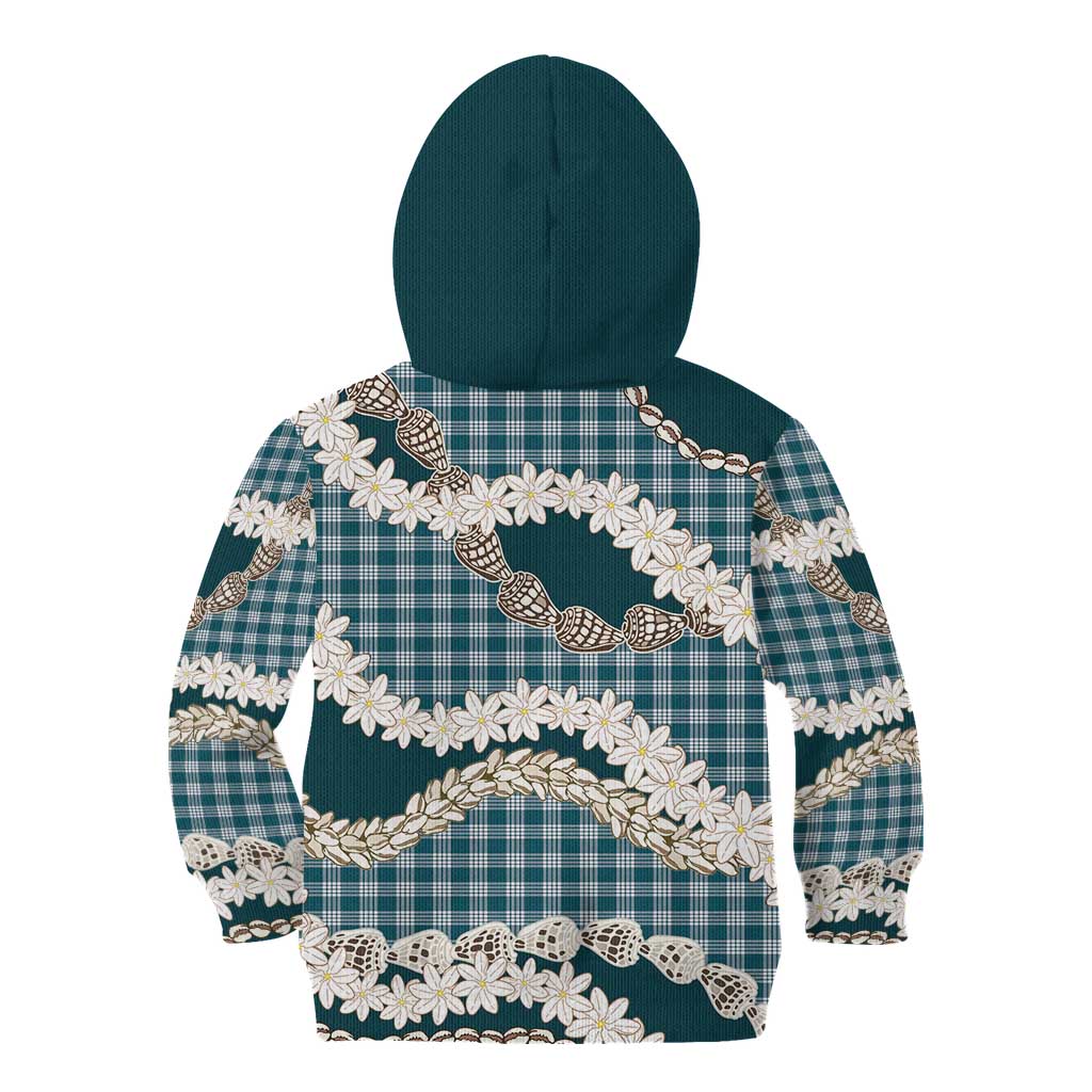 Dark Cyan Hawaii Tiare and Shell Lei Kid Hoodie Hawaiian Palaka Luxury Vibes LT14 - Polynesian Pride