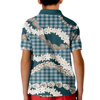 Dark Cyan Hawaii Tiare and Shell Lei Kid Polo Shirt Hawaiian Palaka Luxury Vibes - Polynesian Pride