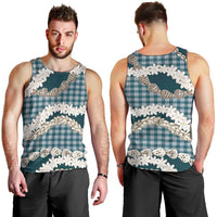 Dark Cyan Hawaii Tiare and Shell Lei Men Tank Top Hawaiian Palaka Luxury Vibes - Polynesian Pride