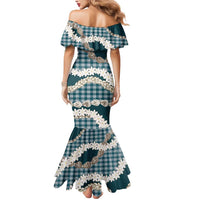 Dark Cyan Hawaii Tiare and Shell Lei Mermaid Dress Hawaiian Palaka Luxury Vibes LT14 - Polynesian Pride