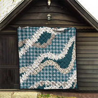 Dark Cyan Hawaii Tiare and Shell Lei Quilt Hawaiian Palaka Luxury Vibes - Polynesian Pride