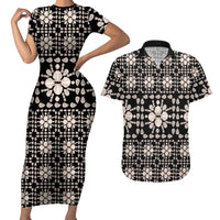 Aloha Hawaii Shell Quilt Couples Matching Short Sleeve Bodycon Dress and Hawaiian Shirt Seamless Style - Polynesian Pride