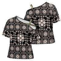 Aloha Hawaii Shell Quilt Cross Shoulder Shirt Seamless Style - Polynesian Pride
