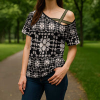 Aloha Hawaii Shell Quilt Cross Shoulder Shirt Seamless Style - Polynesian Pride