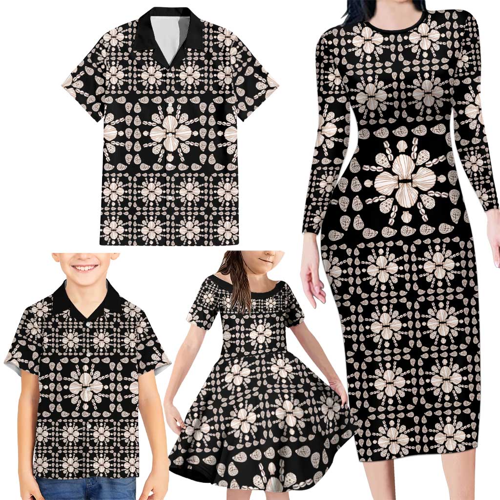 Aloha Hawaii Shell Quilt Family Matching Long Sleeve Bodycon Dress and Hawaiian Shirt Seamless Style - Polynesian Pride