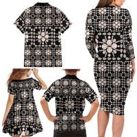 Aloha Hawaii Shell Quilt Family Matching Long Sleeve Bodycon Dress and Hawaiian Shirt Seamless Style LT14 - Polynesian Pride