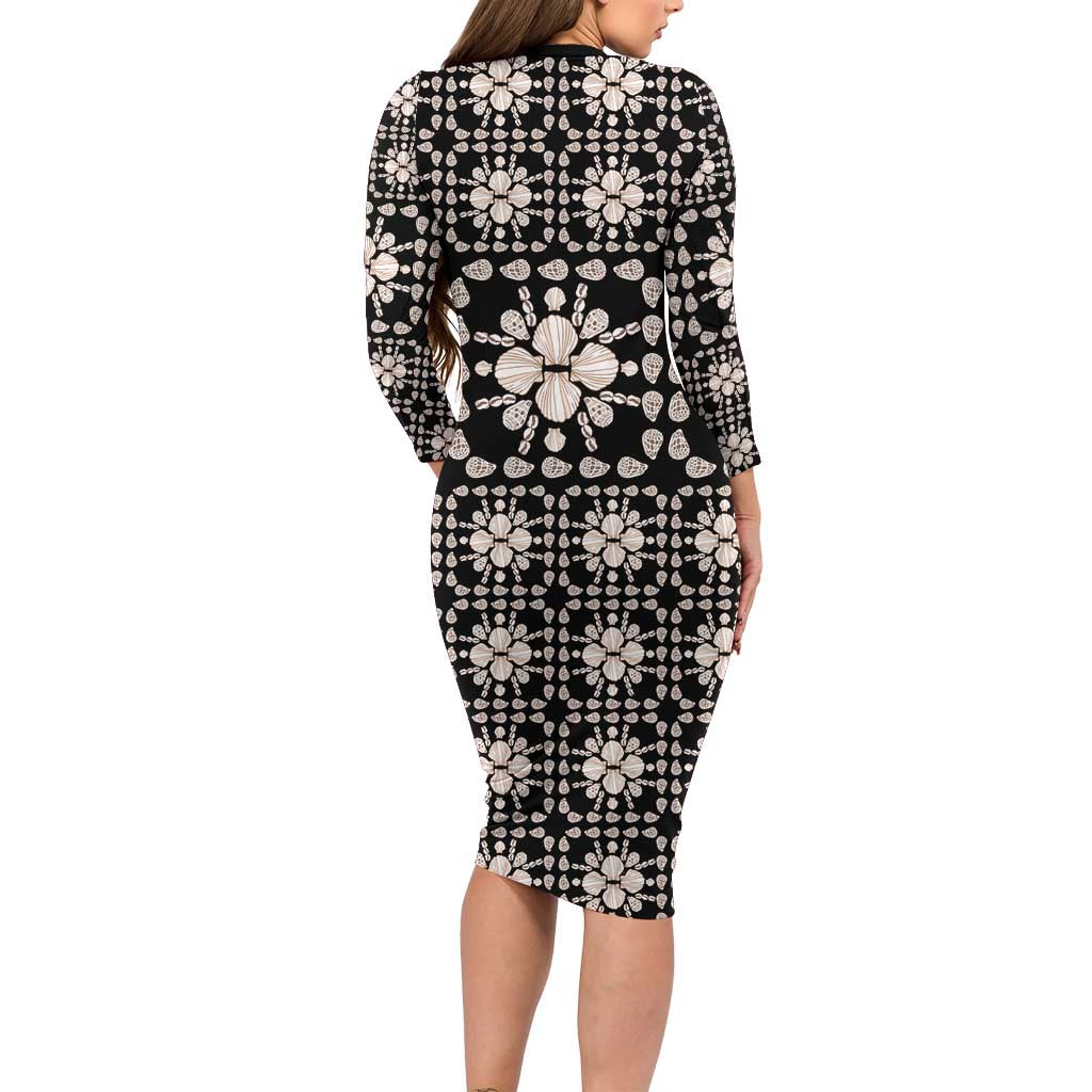Aloha Hawaii Shell Quilt Family Matching Long Sleeve Bodycon Dress and Hawaiian Shirt Seamless Style LT14 - Polynesian Pride