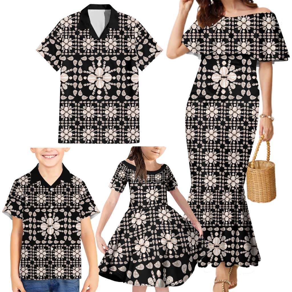 Aloha Hawaii Shell Quilt Family Matching Mermaid Dress and Hawaiian Shirt Seamless Style - Polynesian Pride