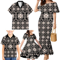 Aloha Hawaii Shell Quilt Family Matching Mermaid Dress and Hawaiian Shirt Seamless Style - Polynesian Pride