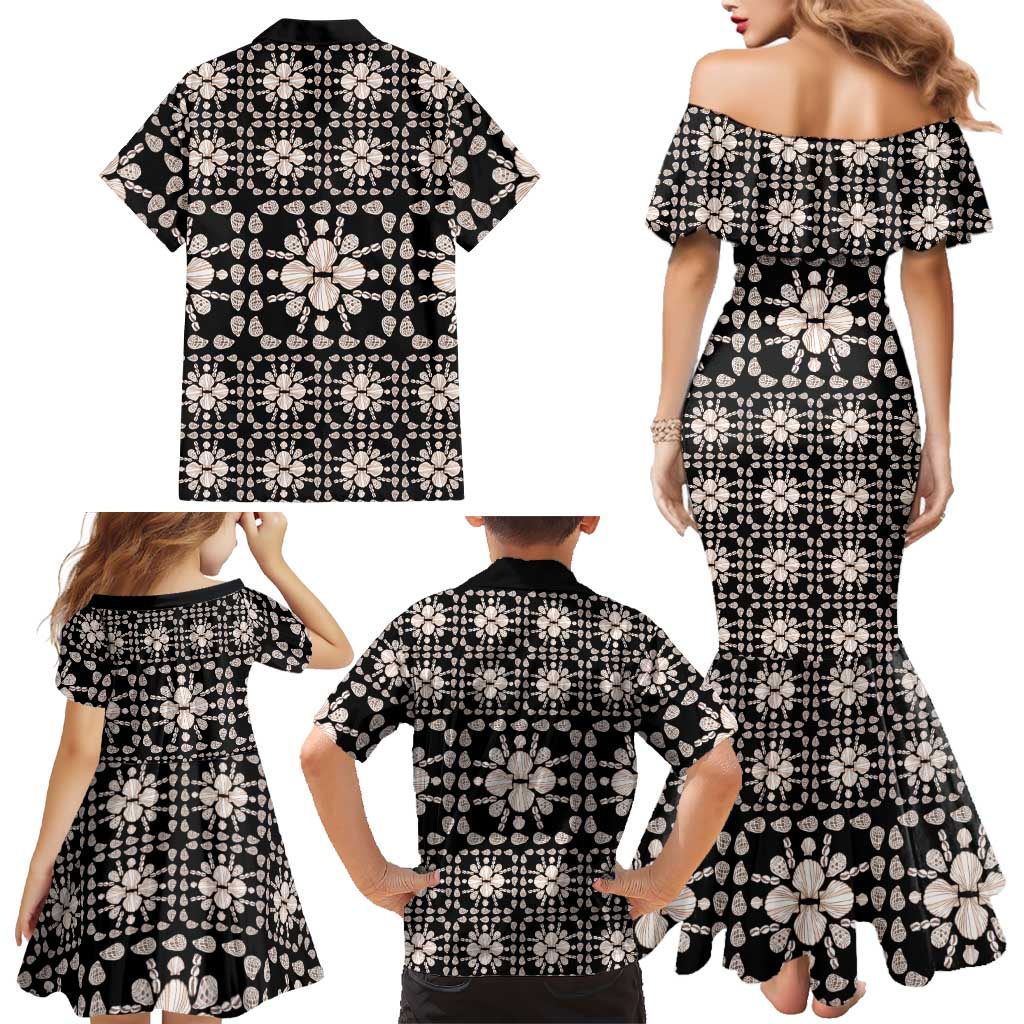 Aloha Hawaii Shell Quilt Family Matching Mermaid Dress and Hawaiian Shirt Seamless Style - Polynesian Pride