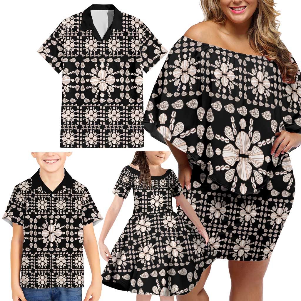 Aloha Hawaii Shell Quilt Family Matching Off Shoulder Short Dress and Hawaiian Shirt Seamless Style - Polynesian Pride