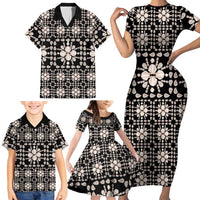 Aloha Hawaii Shell Quilt Family Matching Short Sleeve Bodycon Dress and Hawaiian Shirt Seamless Style LT14 - Polynesian Pride