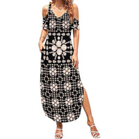 Aloha Hawaii Shell Quilt Family Matching Summer Maxi Dress and Hawaiian Shirt Seamless Style - Polynesian Pride