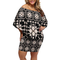Aloha Hawaii Shell Quilt Off Shoulder Short Dress Seamless Style - Polynesian Pride