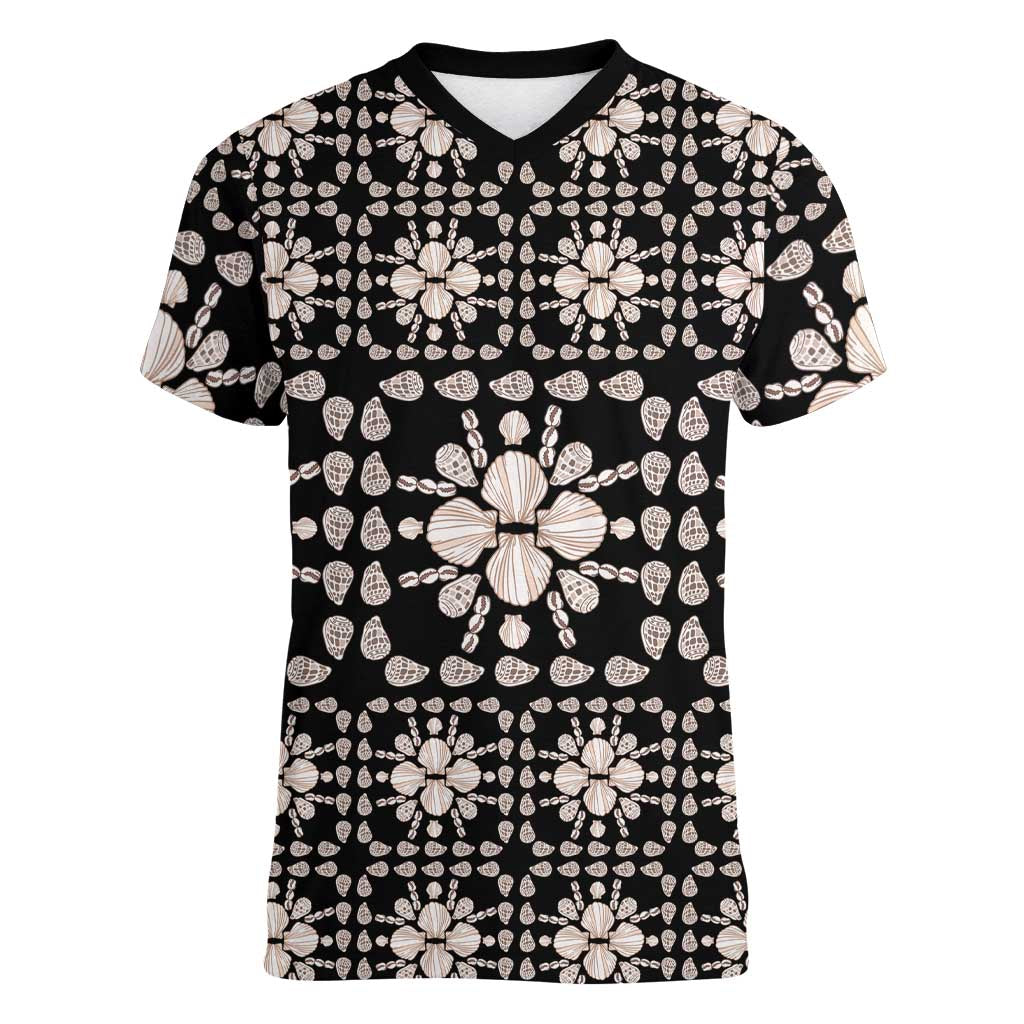 Aloha Hawaii Shell Quilt Women V-Neck T-Shirt Seamless Style - Polynesian Pride