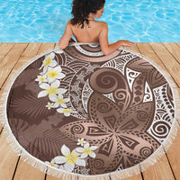 Mocha Mousse Polynesian Tribal Frangipani Tropical Vibe Beach Blanket