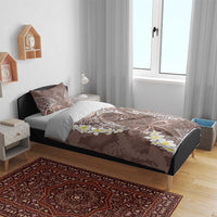 Mocha Mousse Polynesian Tribal Frangipani Tropical Vibe Bedding Set