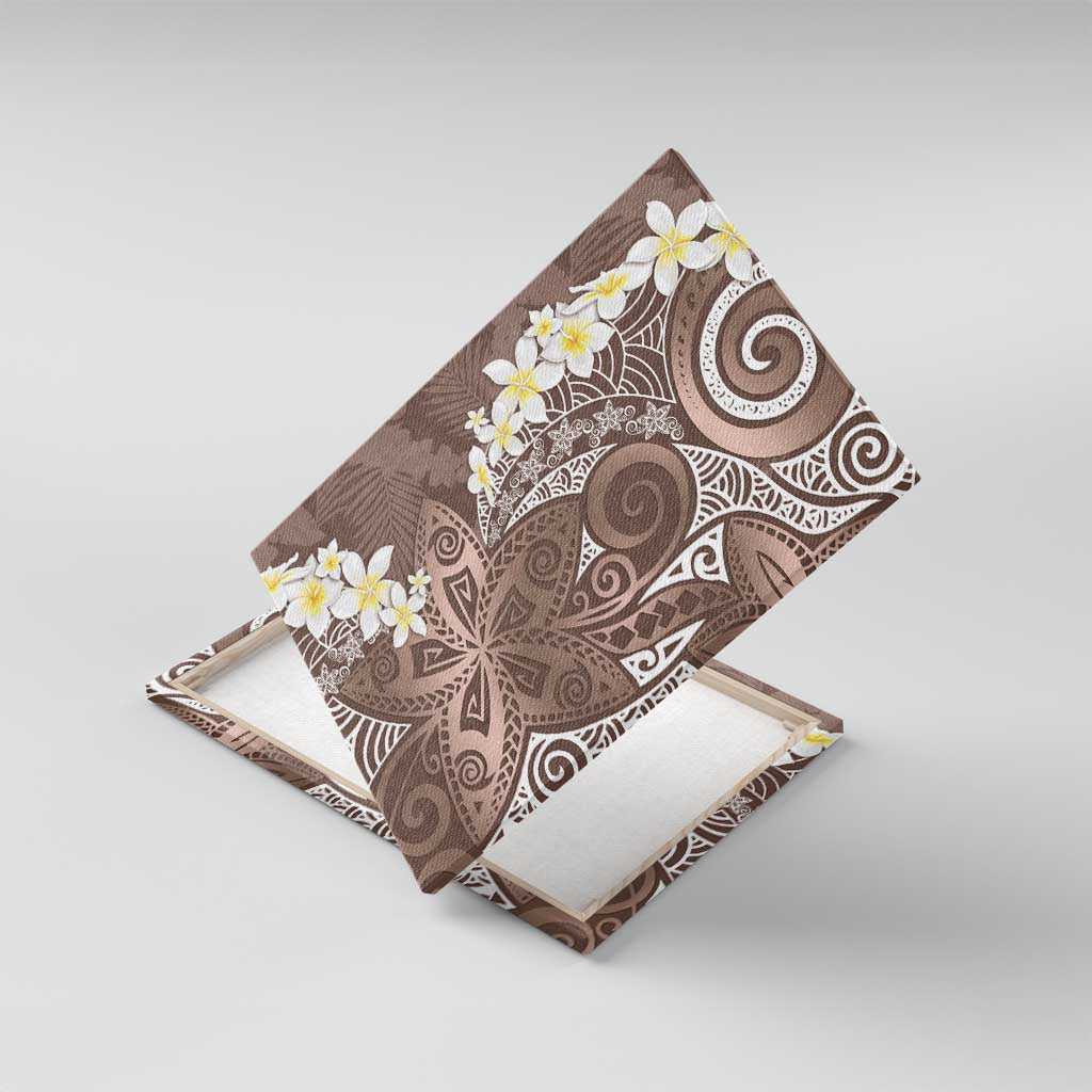 Mocha Mousse Polynesian Tribal Frangipani Tropical Vibe Canvas Wall Art