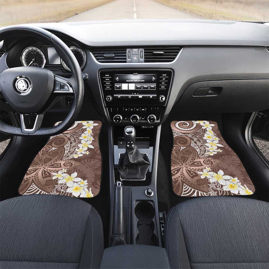 Mocha Mousse Polynesian Tribal Frangipani Tropical Vibe Car Mats