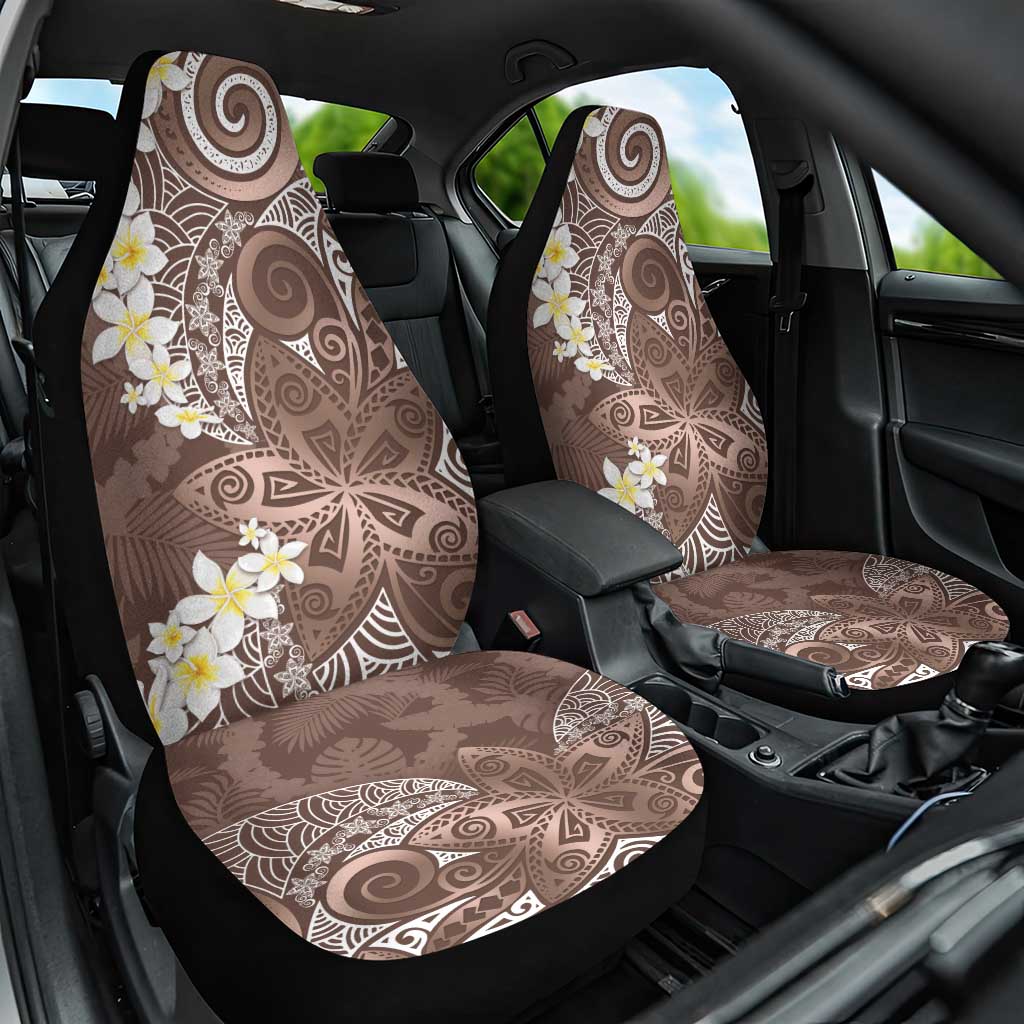 Mocha Mousse Polynesian Tribal Frangipani Tropical Vibe Car Seat Cover