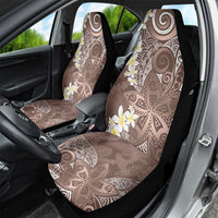 Mocha Mousse Polynesian Tribal Frangipani Tropical Vibe Car Seat Cover