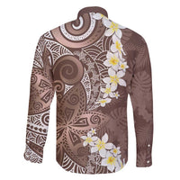 Mocha Mousse Polynesian Tribal Frangipani Tropical Vibe Family Matching Puletasi and Hawaiian Shirt