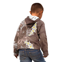 Mocha Mousse Polynesian Tribal Frangipani Tropical Vibe Kid Hoodie