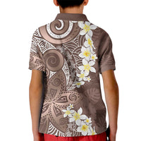 Mocha Mousse Polynesian Tribal Frangipani Tropical Vibe Kid Polo Shirt