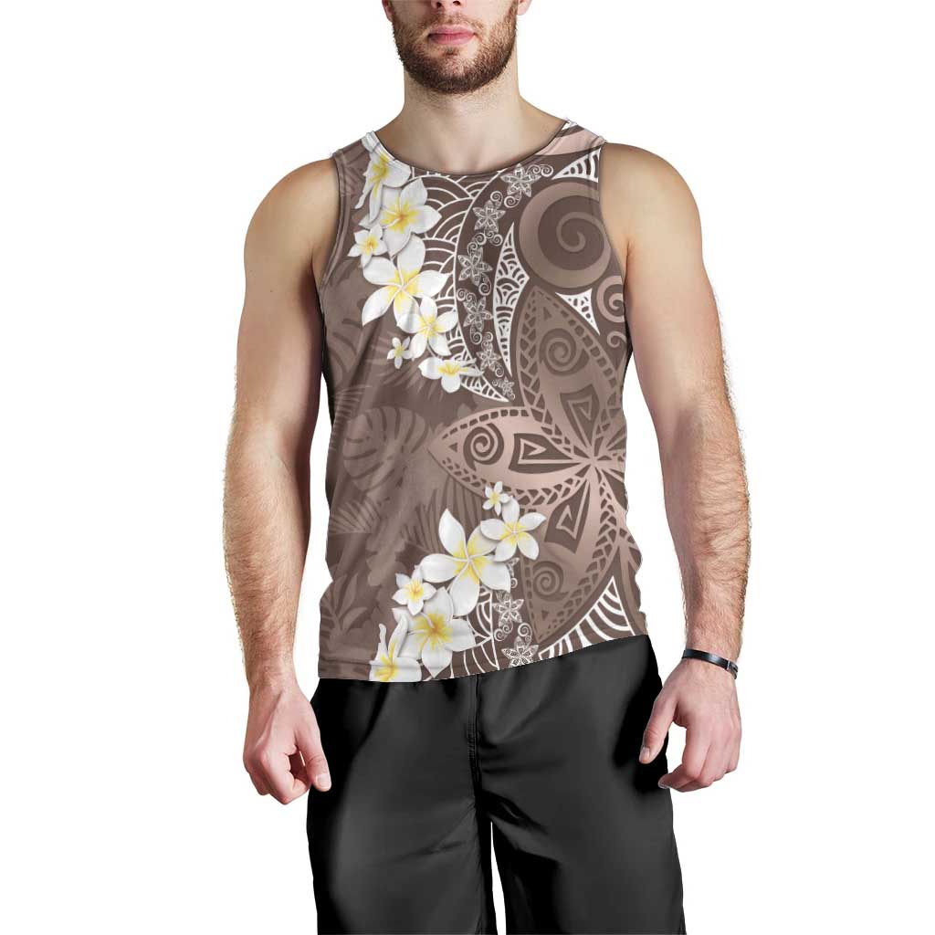 Mocha Mousse Polynesian Tribal Frangipani Tropical Vibe Men Tank Top