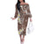 Mocha Mousse Polynesian Tribal Frangipani Tropical Vibe Off The Shoulder Long Sleeve Dress