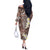 Mocha Mousse Polynesian Tribal Frangipani Tropical Vibe Off The Shoulder Long Sleeve Dress