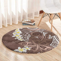 Mocha Mousse Polynesian Tribal Frangipani Tropical Vibe Round Carpet