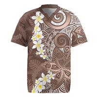 Mocha Mousse Polynesian Tribal Frangipani Tropical Vibe Rugby Jersey