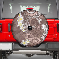 Mocha Mousse Polynesian Tribal Frangipani Tropical Vibe Spare Tire Cover