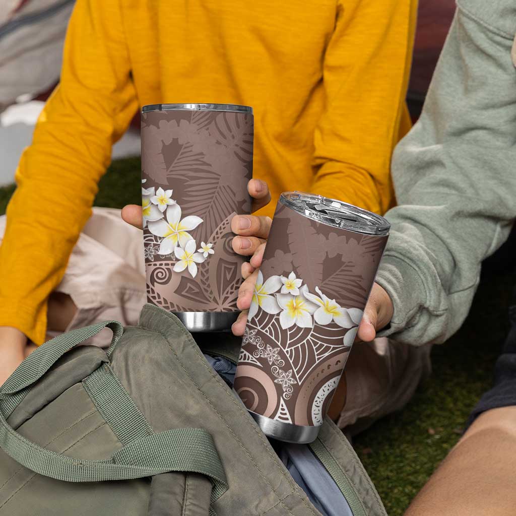 Mocha Mousse Polynesian Tribal Frangipani Tropical Vibe Tumbler Cup