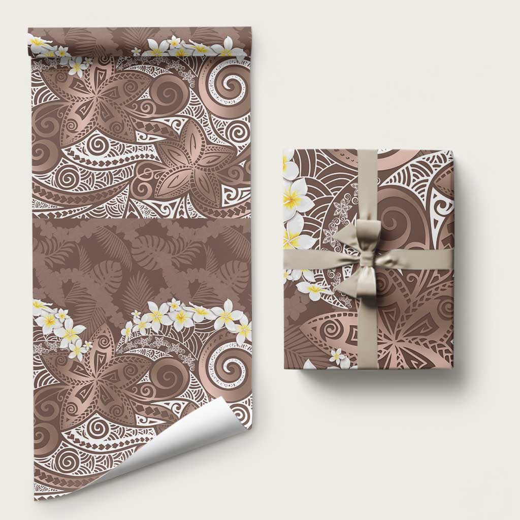 Mocha Mousse Polynesian Tribal Frangipani Tropical Vibe Wrapping Paper - Polynesian Pride