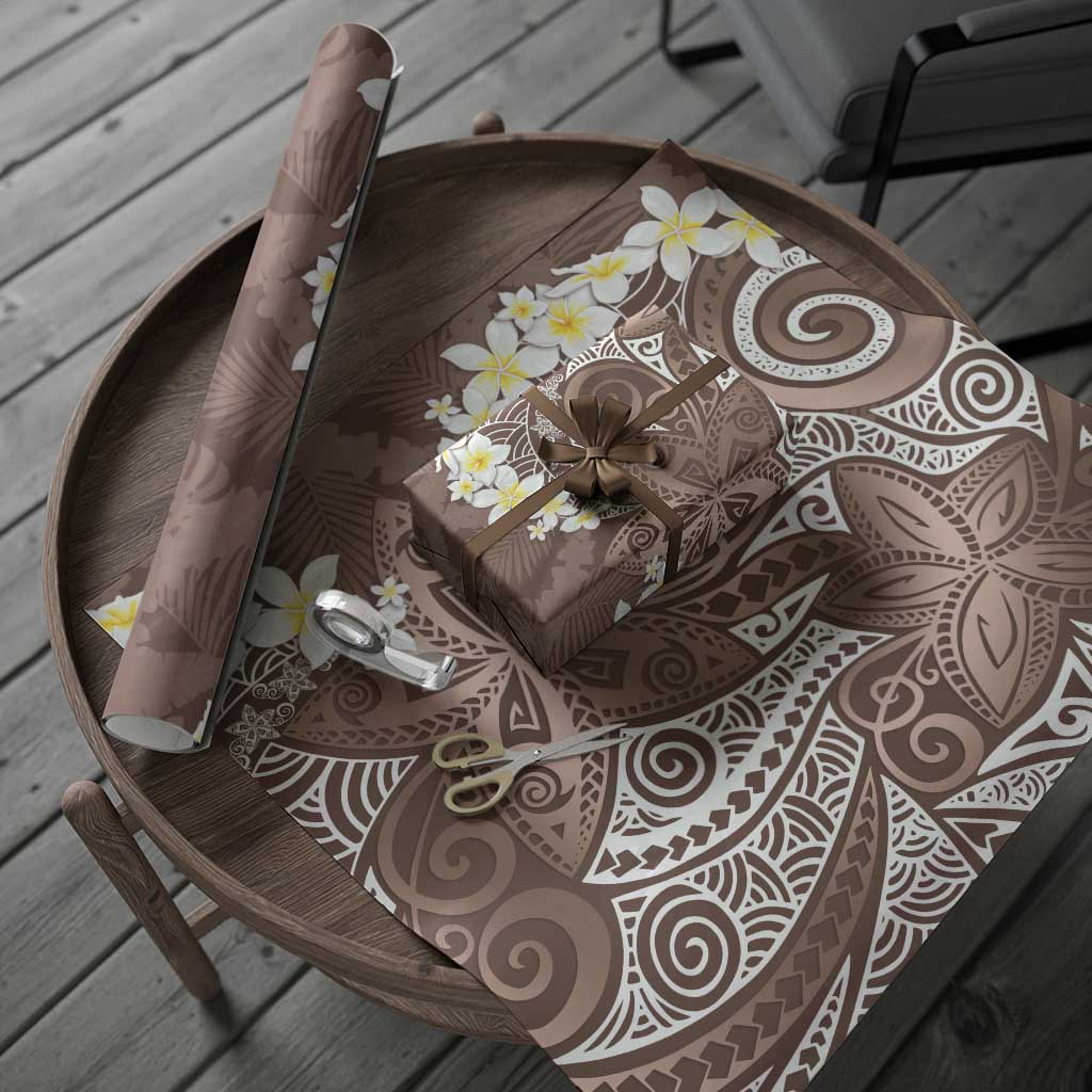Mocha Mousse Polynesian Tribal Frangipani Tropical Vibe Wrapping Paper - Polynesian Pride