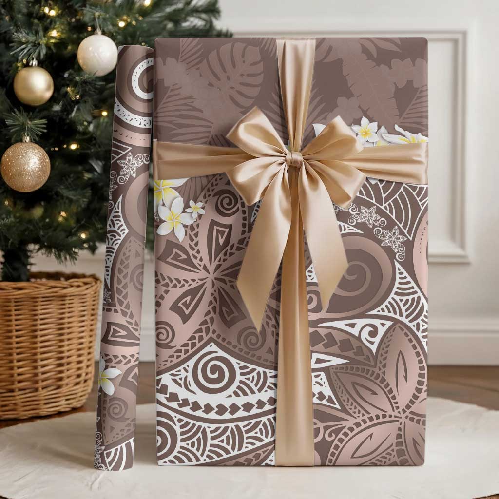 Mocha Mousse Polynesian Tribal Frangipani Tropical Vibe Wrapping Paper - Polynesian Pride