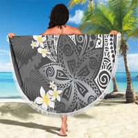 Gray Polynesian Tribal Frangipani Tropical Vibe Beach Blanket