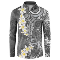 Gray Polynesian Tribal Frangipani Tropical Vibe Button Sweatshirt