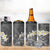 Gray Polynesian Tribal Frangipani Tropical Vibe 4 in 1 Can Cooler Tumbler