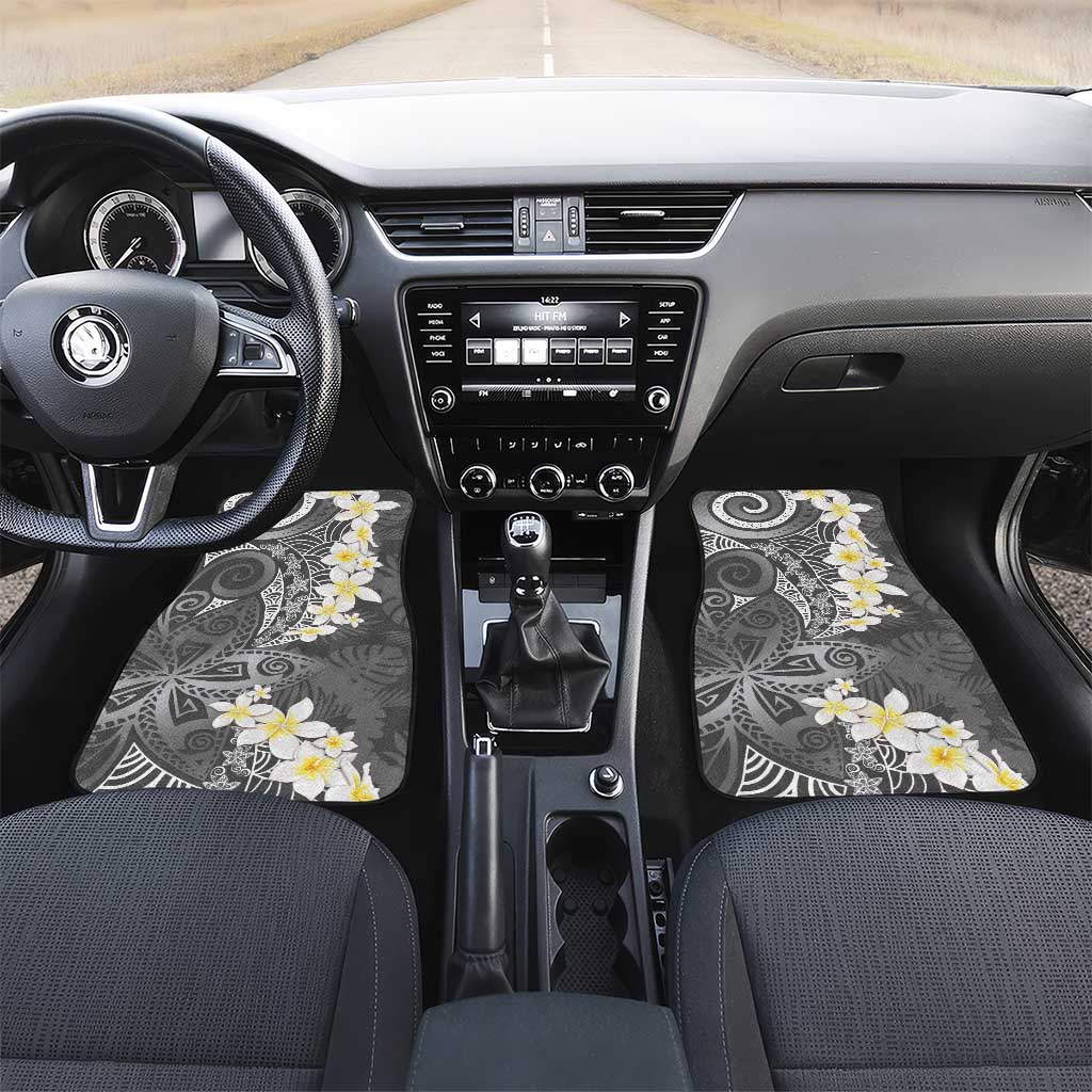 Gray Polynesian Tribal Frangipani Tropical Vibe Car Mats