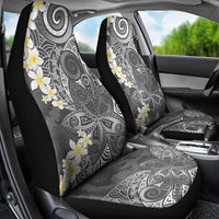 Gray Polynesian Tribal Frangipani Tropical Vibe Car Seat Cover
