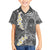Gray Polynesian Tribal Frangipani Tropical Vibe Family Matching Tank Maxi Dress and Hawaiian Shirt