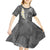 Gray Polynesian Tribal Frangipani Tropical Vibe Kid Short Sleeve Dress