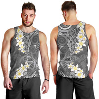 Gray Polynesian Tribal Frangipani Tropical Vibe Men Tank Top