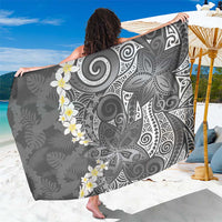 Gray Polynesian Tribal Frangipani Tropical Vibe Sarong