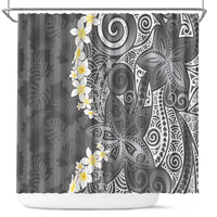 Gray Polynesian Tribal Frangipani Tropical Vibe Shower Curtain
